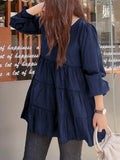 ZANZEA Ruffle Shirts Women 2022 Female Elegant Blouse Casual Puff Sleeve Black Tops Spring O Neck Blusa Femininas