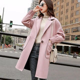 tweed coat women's middle long spring Korean loose and thin woolen
