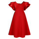 Summer New Lotus Leaf Side High-Waist A-Shaped Dress Party