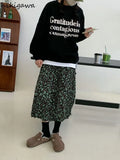 Women Skirts High Waist Loose Floral Jupe Korean Chic Elegant Long Skirt 2023 Faldas Mujer De Mujer Women's