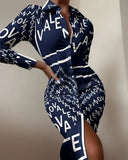 shirt dress long sleeve sexy waist waist printed cardigan