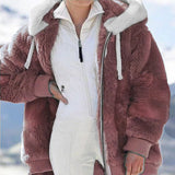 Hot New Autumn And Winter Loose Plush Multi-Color Hooded Coat