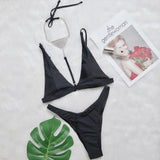Toloer New Bikini Sexy Luxury Crystal Diamond Neck Chain Swimsuit Sweater Three-Piece Women's