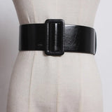 White Rectangular Buckle Split Long Wide Pu Leather Belt Personality Women New Fashion Tide All-match Spring 2022