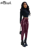 Spring Faux PU Leather Pants Women Solid Elastic High Waist Pants Streetwear Black Skinny Leggings Pants Trousers