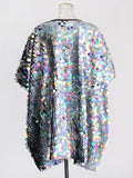Street Trend Dress Loose Plus-Size Cloak Dress 2025 Spring New Round-Necked Brighten Cover Cover Meat Short Dress