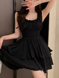 Black Bodycon Dress Women Elegant Even Party Y2k Mini Dress Office Lady Pure Color Sexy Beach Style Korea Dress 2022