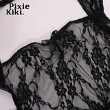 Y2k 2000s Tank Tops Womans See Through Lace Mesh Black Backless Sleeveless Cropped Shirts Coquette Aesthetic
