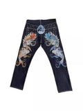 High Street Jeans Male Personality Printed Hip Hop Fashion Clothing Straight Pants High Waist Y2K Jeans-Outfit