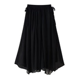 Women's Summer Folding V-Neck Folding Collar Trim With Chiffon Long-Sleeved Shirt Skirt