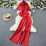 Dress Women's New Two-Piece Design Tice With Waist-Sleeved Shirt High-Rise Thin Leg Straight