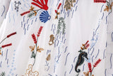 Women's New White Long Embroidery Shirt