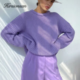 Thicken Loose Sweater Women Elegant Autumn Winter Warm Oversized Knitted Pullovers Casual Cashmere Solid Female