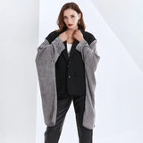 Patchwork Bat Sleeve For Female Coat Lapel Collar Long Sleeve Loose Women's Casual Coat 2020 Fashion