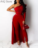 Women Elegant One Shoulder Dip Hem