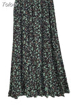 Women Skirts High Waist Loose Floral Jupe Korean Chic Elegant Long Skirt 2023 Faldas Mujer De Mujer Women's