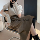 Spring Knitted Sweater Women Casual Design Long Sleeve Pure Color Slim O-Neck Pullover Korean Y2k Crop Tops Office