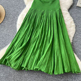 Luxury Famous Lady Senior Sense Sleeveless Knitted Dress Female Folds Splicing Body Of The Royal Sister Temperament