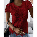 Explosion Women's 2025 Summer New T-Shirt Back Jacket Lace