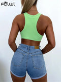 Spring Summer White Bodycon Crop Tops Women 2022 Streetwear Sleeveless Crop Croset Top Women O Neck Green Fashion Tank