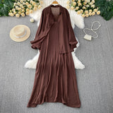 Wind Leisure Two Sets Of Women Loose Outside Thin Long-Sleeved Shirt Cover Skinny Sling