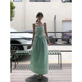 Dress 2025 Summer New French Temperament Bow Bows Folded Long Breast-Wearing