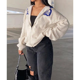 Streetwear Y2K Tops letter print Grunge Gothi Oversized Zip-Up Hoodie Streetwear Womens hip-hop Kawaii Female