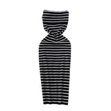Thoracic Striped Knitted Dress Elastic Slimming Temperament High-End Ass