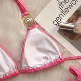 Toloer 2023 New Bikini Sexy Gradient Print Strap Swimsuit, Luxury Crystal Diamond Vacation