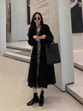 Clothes Women 2022 Solid Color Lapels Double Row Buttons Long Windbreaker Women's Work Jacket Trench Coat for Women