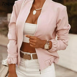 Women Jackets Short Coats Vintage Print Long Sleeve Zipper Slim Thin Jacket 2021 Fashion Casual Outerwear Female