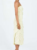 Strapless Off Shoulder Tube Dresses Elegant Women Ruffles Long Dress Summer Party Bodycon Solid Female Vestidos 2023-Outfit