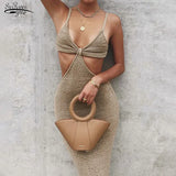 Women Summer Dresses Elegant Hollow Out Bodycon Party Club Dress Sundress Spaghetti Strap Backless Sexy Maxi Dress