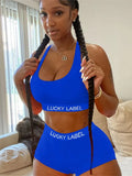 Summer Streetwear 2 Two Piece Sets Women Outfits Sleeveless O Neck Crop Top Skinny Shorts Suits Black Matching Dress