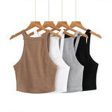 Women Asymmetric Vest Top With Curve Hem-Outfit
