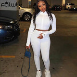 Lucky Label 2 Two Piece Set Women Outfits Activewear Fitness Elastic Crop Top Leggings Women Matching Set Tracksuit
