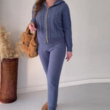2025 New Solid Color Strand Hooded Zip-Up Jacket Casual Home