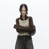 Cardigan Women Sweater Fashion Korean Knitwears Patchwork Turtleneck Tunic Jackets Sueter Mujer Sweaters Coat Y2k Tops-Outfit