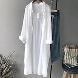 Women Solid Loose Femme Fashion Blusas Sun-proof Summer Casual Ulzzang Thin All-match Streetwear Chic Elegant