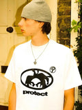 Street Trend Brand Prote Ct Print T-Shirt Gothic High Street Loose T-Shirt Casual Hip-Hop Short