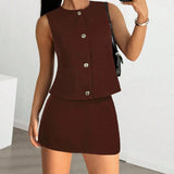 Temperament Thin Commuter Vest Shorts Solid Color Two-Piece