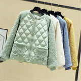 cotton jacket women autumn winter lambswool splice parka plus size loose warm outerwear female cotton-padded jackets