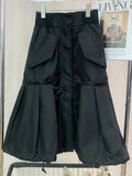 TWOTWINSTYLE Streetwear Black Skirt For Women High Waist A Line Patchwork Solid Minimalist Midi Skirts Female Summer Clothes