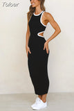 Spring Summer Sexy Knited Bodycon Maxi Dress Sleeveless Backless Hollow Bag Hip Long Dresses Party Evening Club
