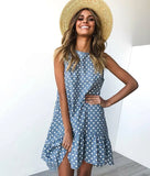 Dress 2021 Women Ruffle Spring Street Sexy Casual Slim Thin Beach Party O Neck Mini Polka Dot Dress Vestidos De