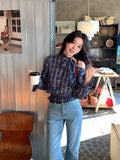 Xixi 2025 Spring New Temperament Retro Ins Round Neck Tucked Blouse Female