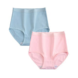 2 pcs/lot High Waist Panties Cotton Underwear Women Solid Plus Size Female Lingerie M -