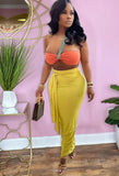 Yellow Sexy Sleeveless Solid bikini Bikini TopTwo Piece Skirt