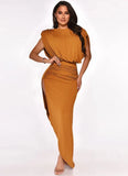 Elegant Sleeveless Ruched Split Irregular Party