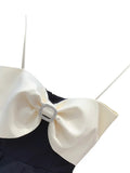 Sexy Patchwork Bowknot Playsuits For Women Square Collar Sleeveless Off Shoulder High Waist Playsuit Female